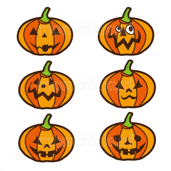 99円から390円素材sozai ハロウィン かぼちゃ イラスト6個セット 4
