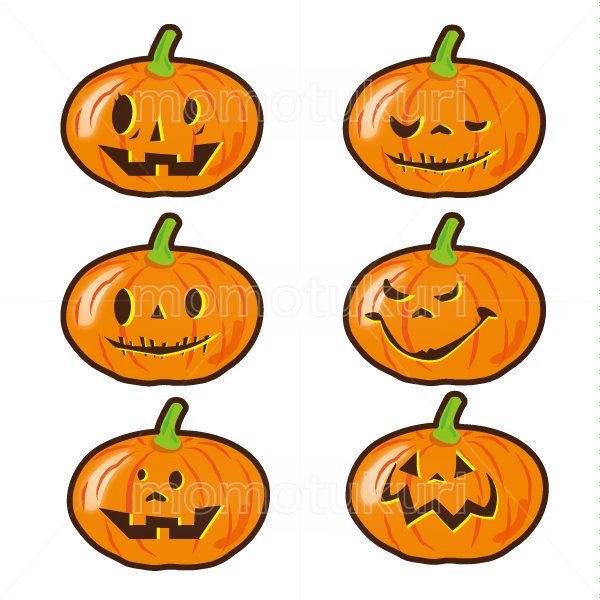99円から390円素材sozai ハロウィン かぼちゃ イラスト6個セット 15
