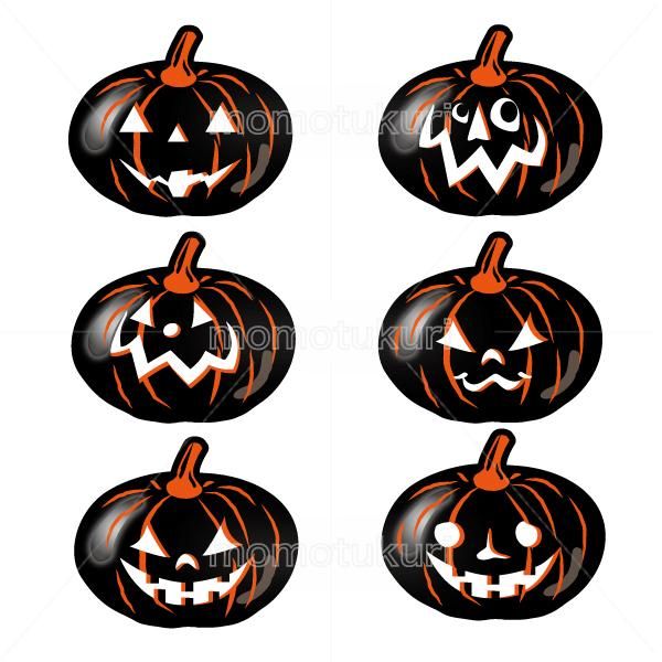 99円から390円素材sozai ハロウィン かぼちゃ イラスト6個セット 18