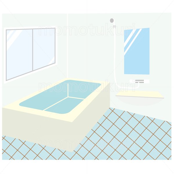 99円から390円素材sozai お風呂 浴室 シャワールーム バスルーム のイラスト 水色