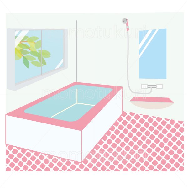 お風呂（浴室　シャワールーム　バスルーム）のイラスト　ピンク色