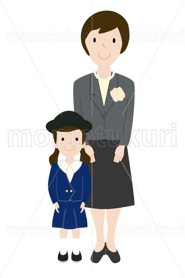 99円から390円素材sozai 制服を着た幼稚園児と母親 女の子 少女 親子のイラスト 99円から390円素材sozai 制服を着た幼稚園児と母親 女の子 少女 親子のイラスト