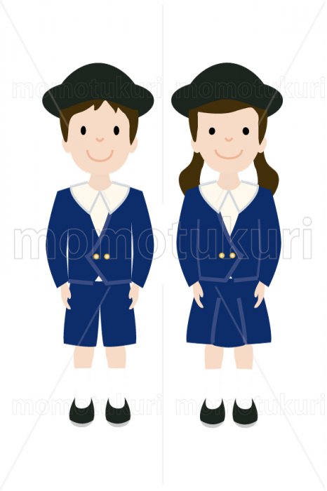 制服を着た幼稚園の男の子と女の子