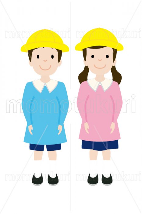 制服を着た幼稚園の男の子と女の子　4