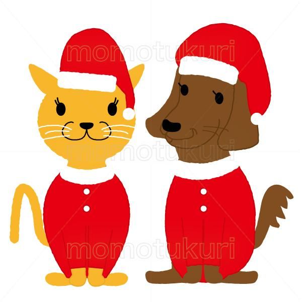 99円から390円素材sozai クリスマス ネコと犬のサンタクロースのイラスト