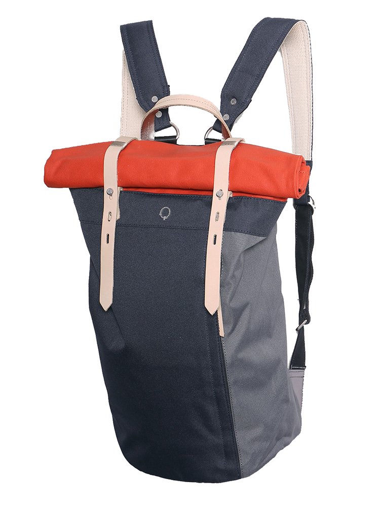 STIGHLORGAN ; ƥ RORI Rolltop Laptop Backpack (Navy & Visibility Orange)