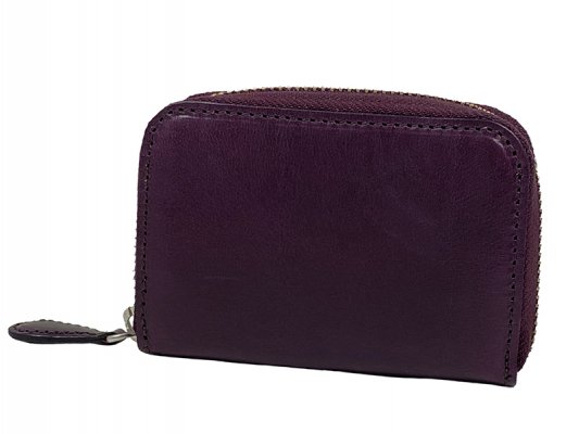 【RE.ACT】Buttero Leather Round Fastener Compact Wallet -Purple-