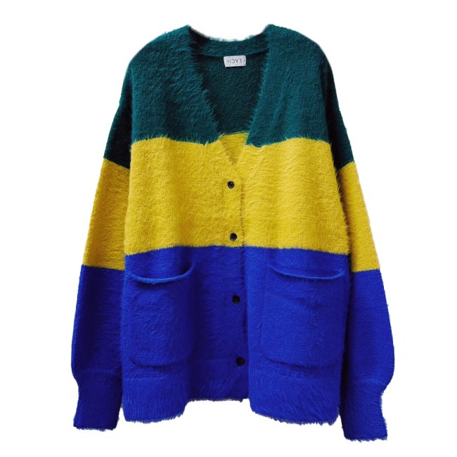 HCAE ;  TRICOLOR KNIT CARDIGAN