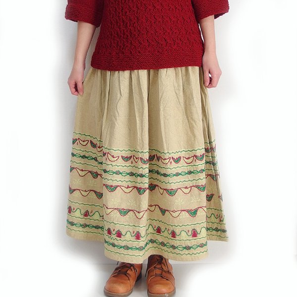ビンテージ　民族系　手刺繍ハンドメイドスカート