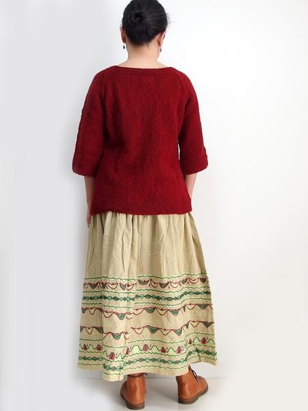 インド手刺繍スカート ベージュ - アジア雑貨店ワルンチャン インド手刺繍スカート ベージュ - アジア雑貨店ワルンチャン