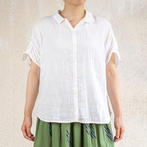 ダブルガーゼ シサム シャツブラウス