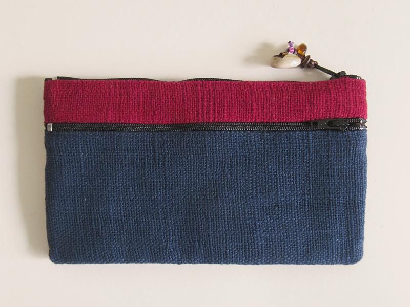 モン族横長ポーチ 手刺繍布 55f - アジア雑貨店ワルンチャンプール