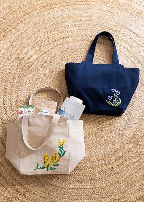手刺繍アジャスタブルバッグ | スミレ - アジア雑貨店ワルン