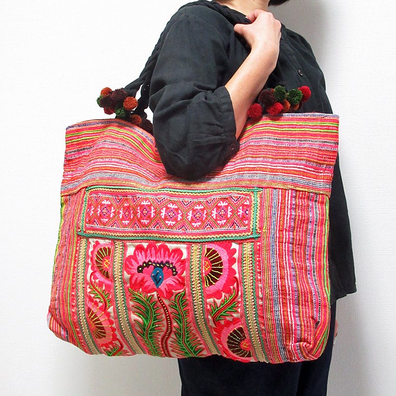 モン族手刺繍プレミアムトートバッグ 485 | モン族の手作りバッグ