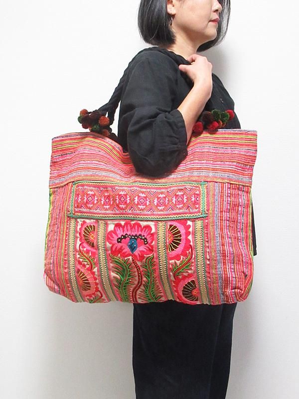 モン族手刺繍プレミアムトートバッグ 485 | モン族の手作りバッグ 