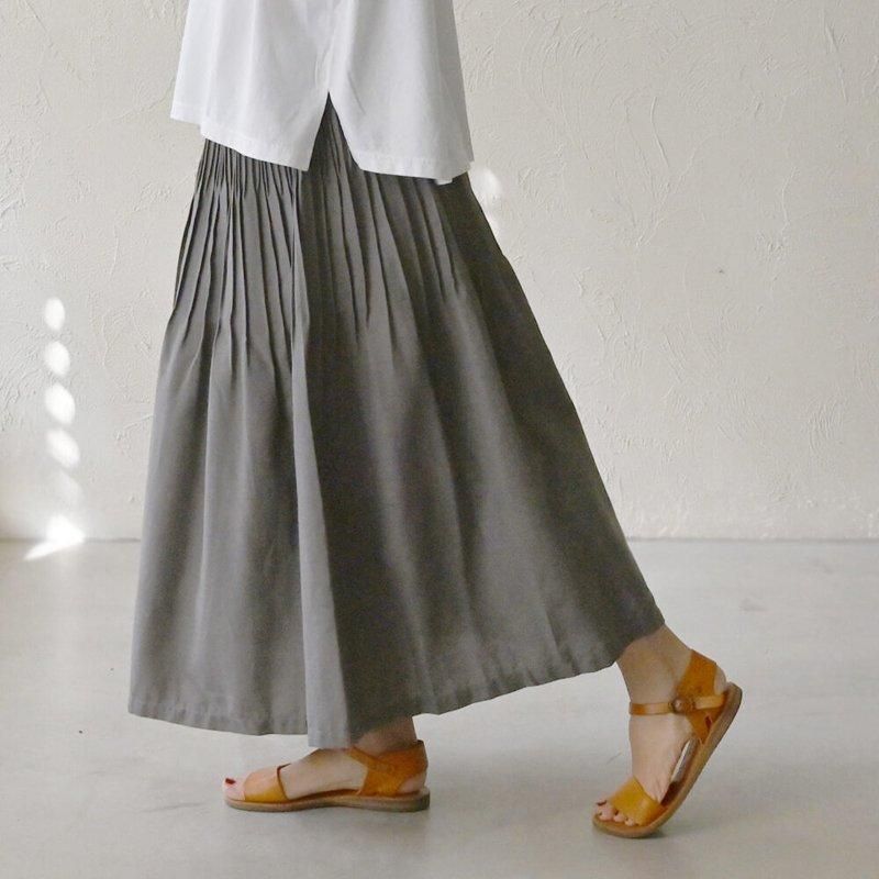 sisam工房　ピンタックロングスカート リネンコットンピンタックスカート | 美しいシルエット - アジア