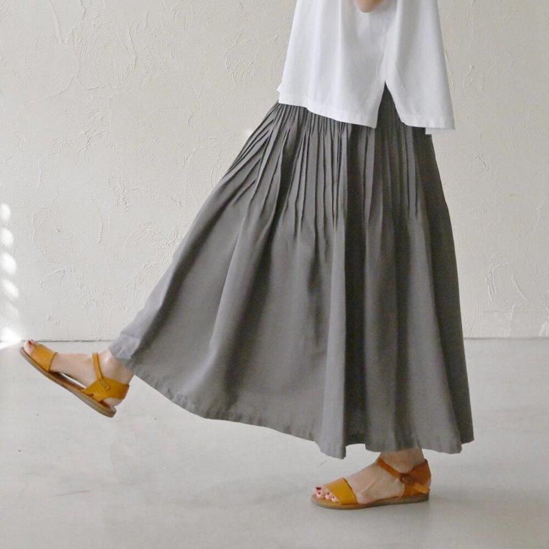 リネンコットンピンタックスカート | 美しいシルエット - アジア