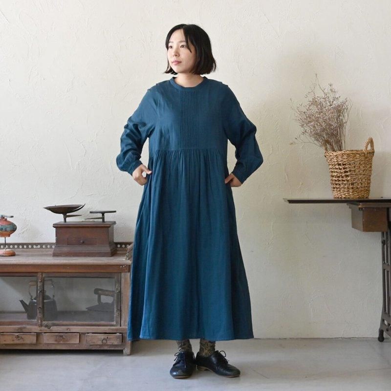 ダブルガーゼ ペッパー手刺繍ピンタック ワンピース シサム工房 sisam フェアトレード