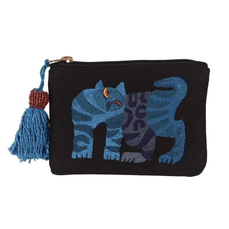 CHIZURI ネコ刺繍ポーチ | おしゃれな猫ポーチ - アジア雑貨店ワルン