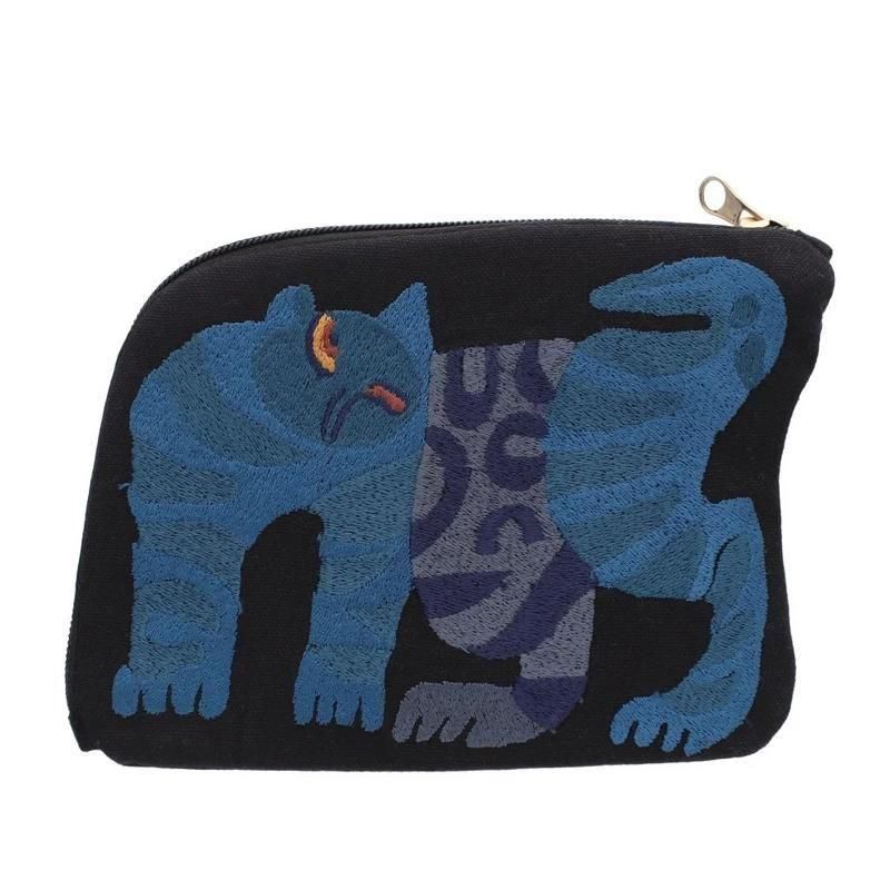CHIZURI ネコ刺繍ポーチ | おしゃれな猫ポーチ - アジア雑貨店ワルン