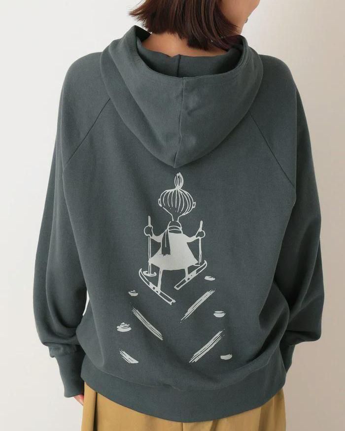 ムーミン オーガニックコットン ユニセックス 裏毛 フーディー ライトグレイ ミムラ姉さん  フェアトレード