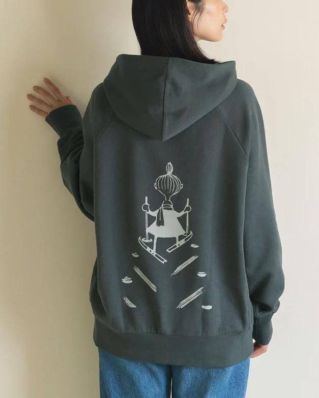 ムーミン オーガニックコットン ユニセックス 裏毛 フーディー ライトグレイ ミムラ姉さん  フェアトレード