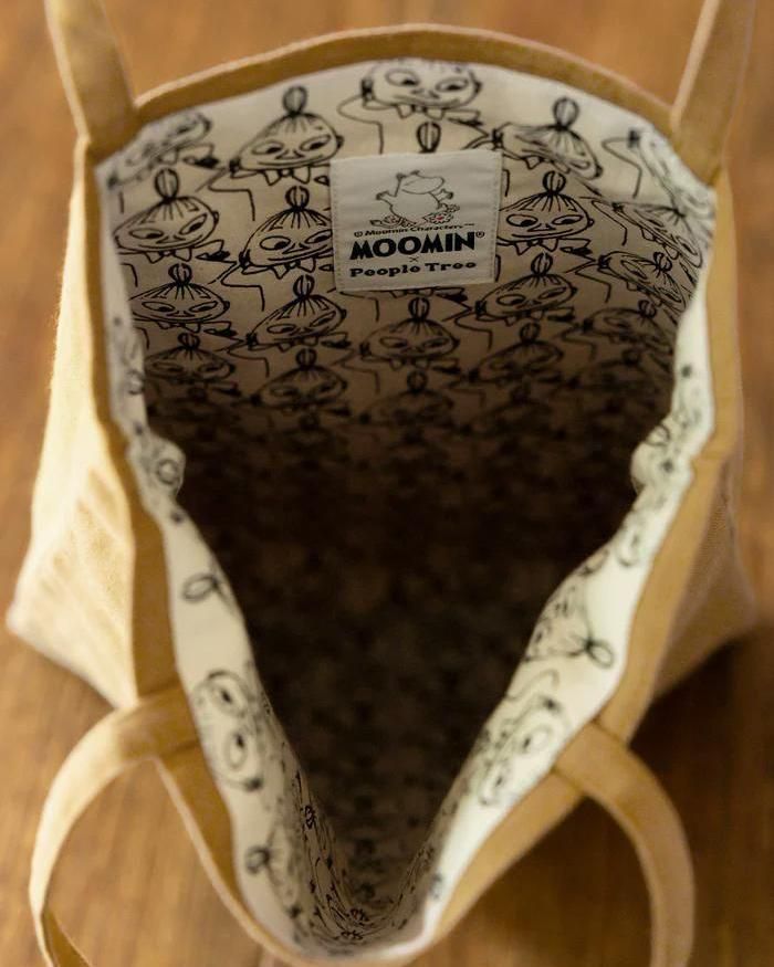ムーミンシリーズ プリント手刺繍トートバッグ 本を読むムーミントロール ピープルツリー フェアトレード