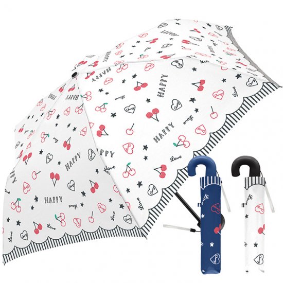 折りたたみ傘 かわいい子供用 女の子 軽量 チェリーラブ 子供用記念品 クラックス