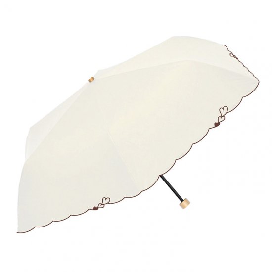 ウォーターフロント Waterfront 折りたたみ傘 軽量 刺繍ハートパラソル 遮光遮熱 晴雨兼用傘