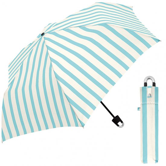 折りたたみ傘 ストライプ カラビナ付き手元折傘