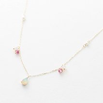 Opal & Pink Tourmaline Necklace | K10YG