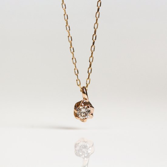 一粒ダイヤモンド ツイストデザイン ネックレス | １０金 - cui-cui