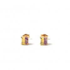Amethyst & Yellow Agate Square Pierce | K22 Plated (SV925)