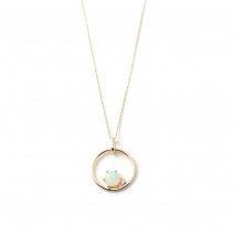 Opal & Diamond Round Necklace | K10YG