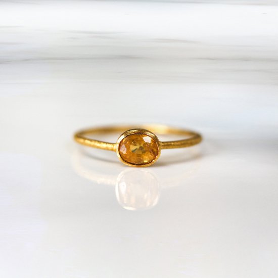 Oval Orange Sapphire Ring | K14YG