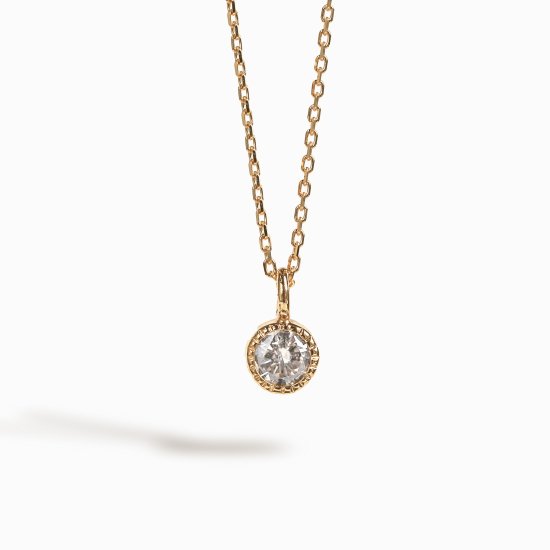 Milgrain Champagne Diamond Necklace 0.1ct | K18