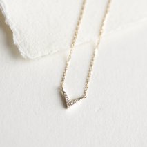 Diamond V Shaped Necklace 0.01ct | K10YG