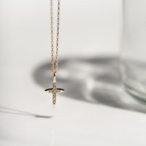 Diamond Cross Necklace 0.01ct | K10YG