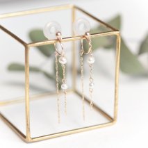 Pearl & Chain Earrings | K10YG