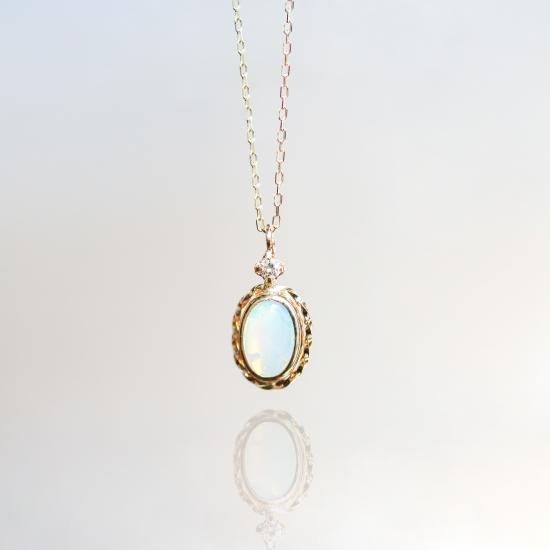 オパール ＆ ダイヤモンド0.02ct ネックレス | １０金 - cui-cui