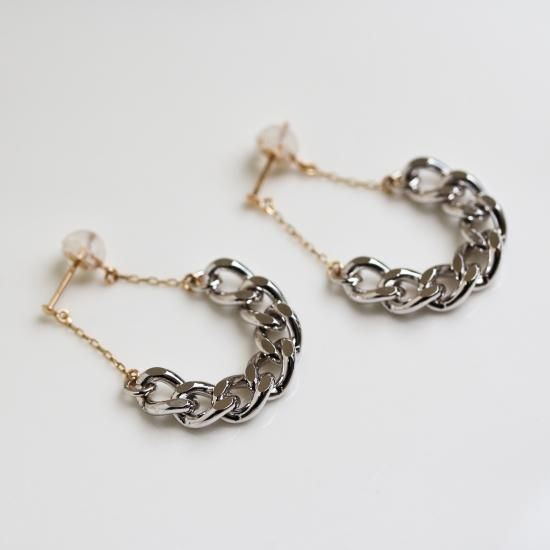 コンビネーション フープピアス | 10金 / シルバー925 - cui-cui
