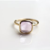 Pink Amethyst Cabochon Ring | K10YG