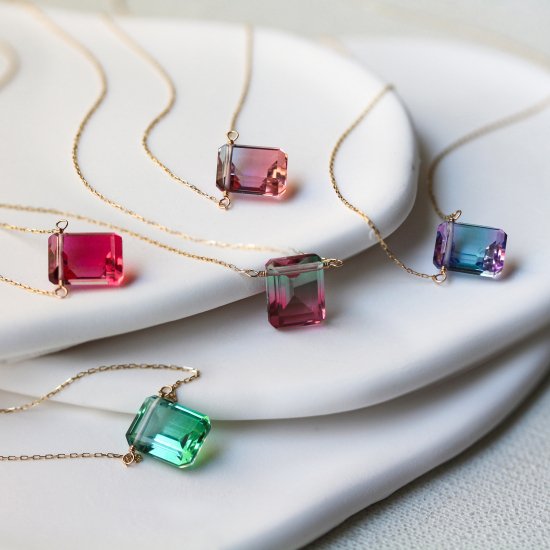 Bi color Crystal Necklace | K10YG