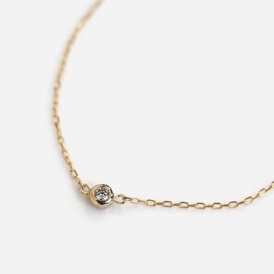 フクリン留め 一粒ダイヤ ブレスレット | １０金 - cui-cui［キュイキュイ］