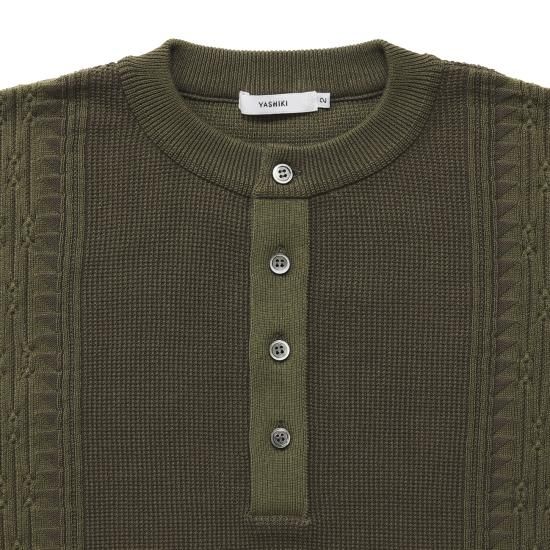 Namikage Henley Knit / OLIVE - YASHIKI