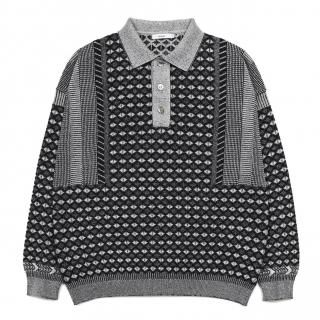 Rikka Knit Polo / MIX-GRAY