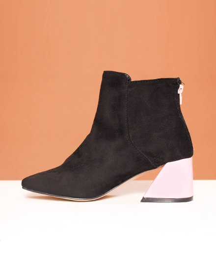 BI-COLOR  FAKE SUEDE BOOTS