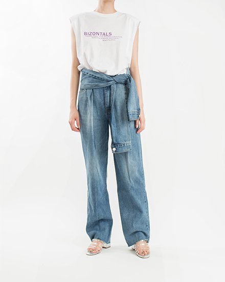 LOIN TIE DENIM PANTS