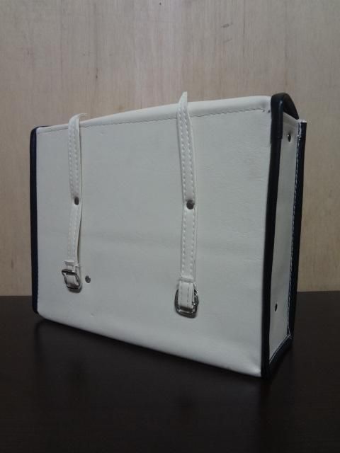 取扱終了】サイドバッグ 白/黒パイピング - 崎田二輪通販