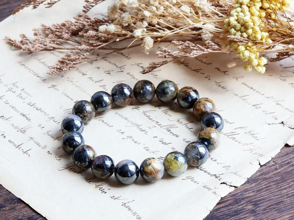 GR50】ルチル / ブラジル産ヘマタイトルチルクォーツのブレスレット約